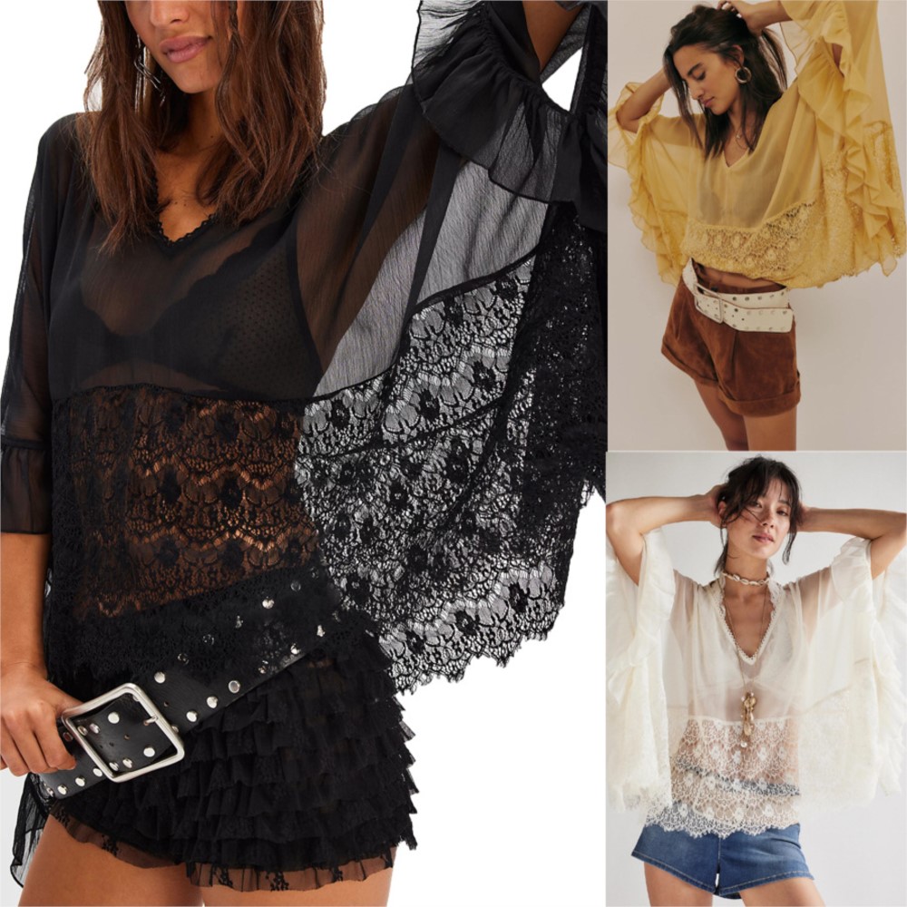 Summer Clothing Holiday - Blus Longgar Untuk Wanita Kemeja Lengan