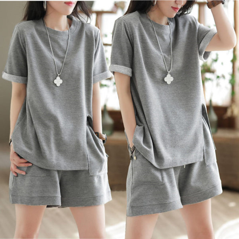 Summer Clothing Affordable - Setelan Dua Potong Katun Murni Modis,