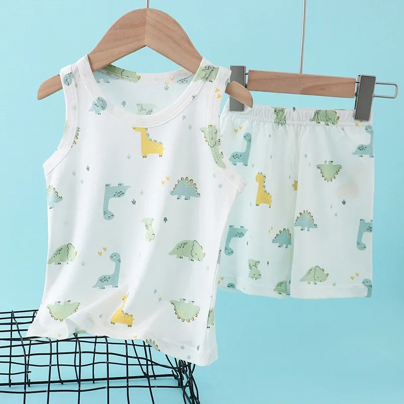 Summer Clothing Newborn - Setelan Rompi Katun Bambu Anak-anak Pakaian