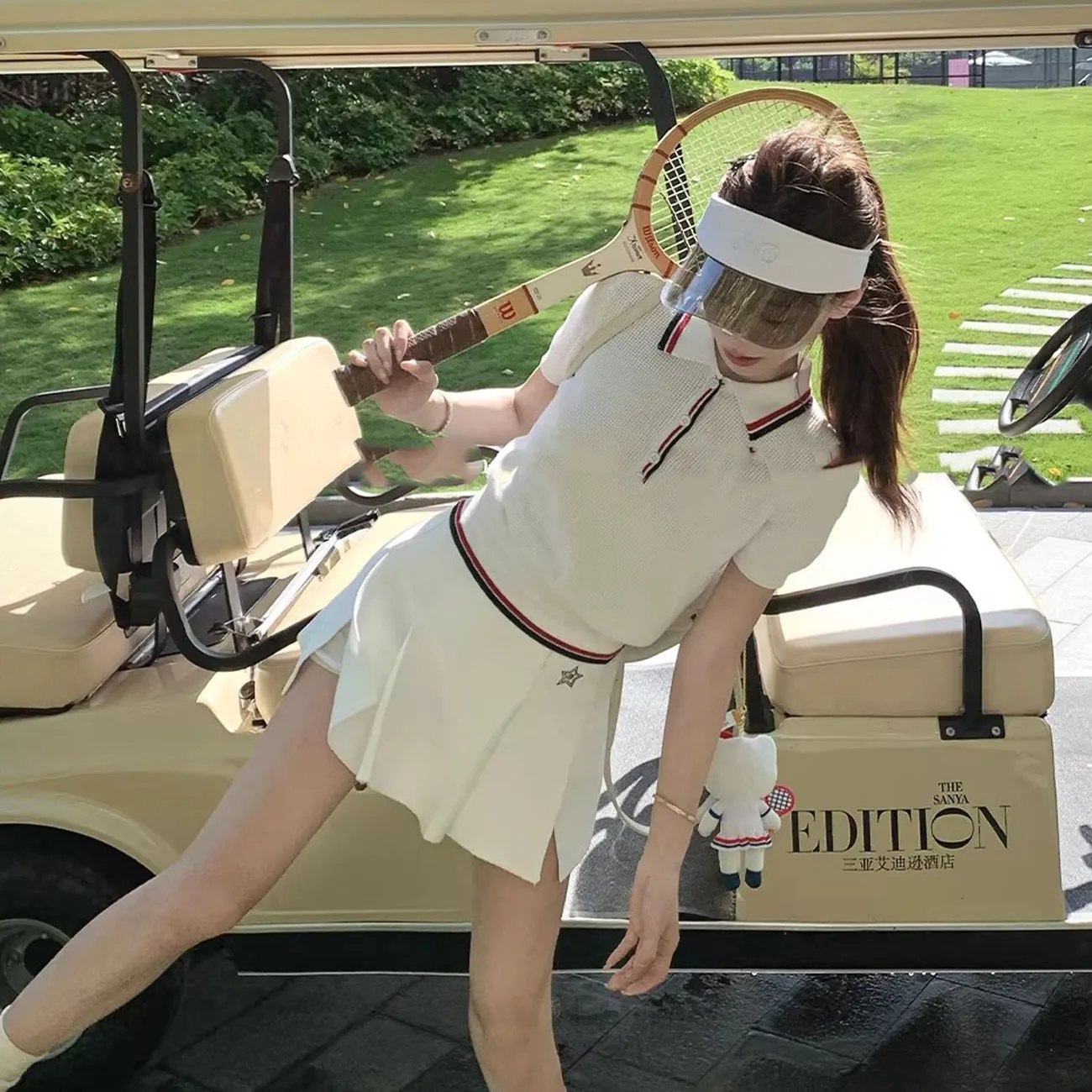 Summer Golf Clothing - Setelan Rok Golf Rajut Waffle Seri