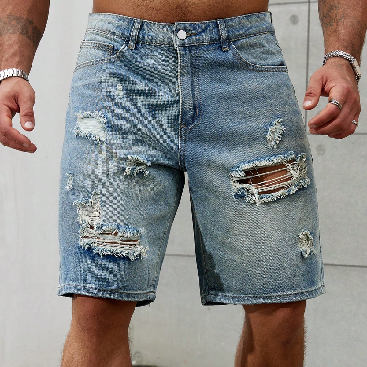 Summer Clothing Brands Men - Celana pendek Jeans sobek pria, bawahan