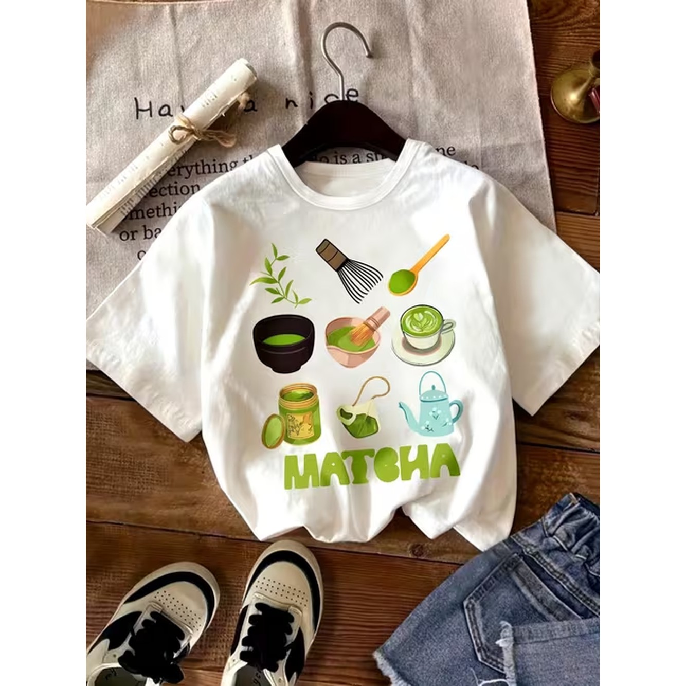 Summer Clothing Affordable - Kaos lengan pendek bermotif peralatan makan