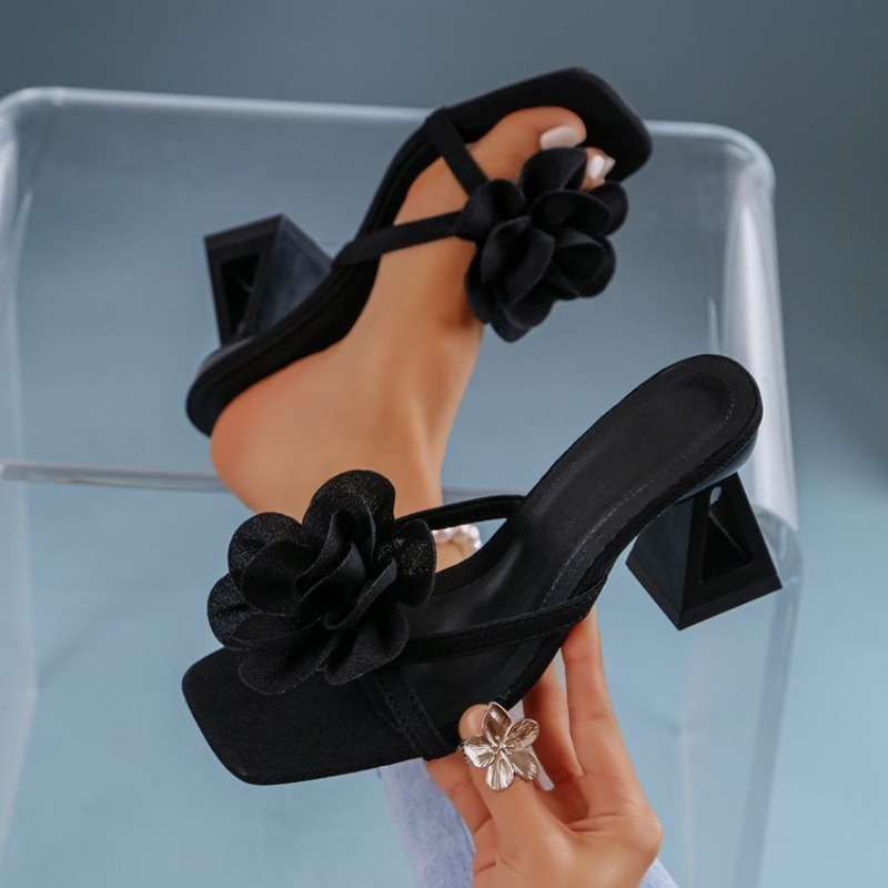 Summer Clothing Fabric - Sandal Dekorasi Bunga 3D Wanita Sandal