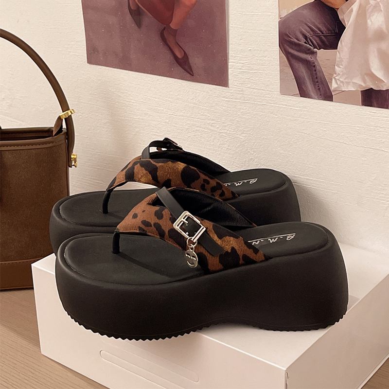 Sandal Wanita Motif Leopard, J - Summer Clothing Fabric ulasan dan harga