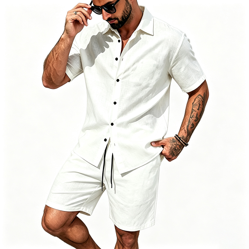 Pakaian Linen Pria Dua Potong  - Summer Clothing Sets ulasan dan harga