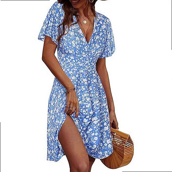 Gaun Midi Wanita Tanpa Lengan  - Sundress Midi Floral ulasan dan harga
