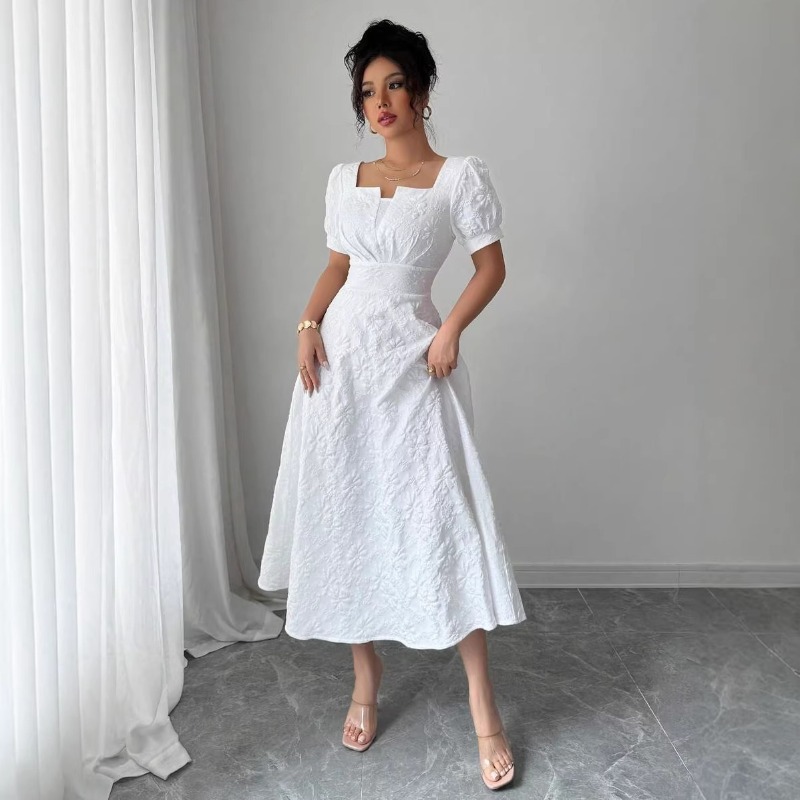 Gaun Midi Wanita Putih Bermoti - Sundress Midi Floral ulasan dan harga