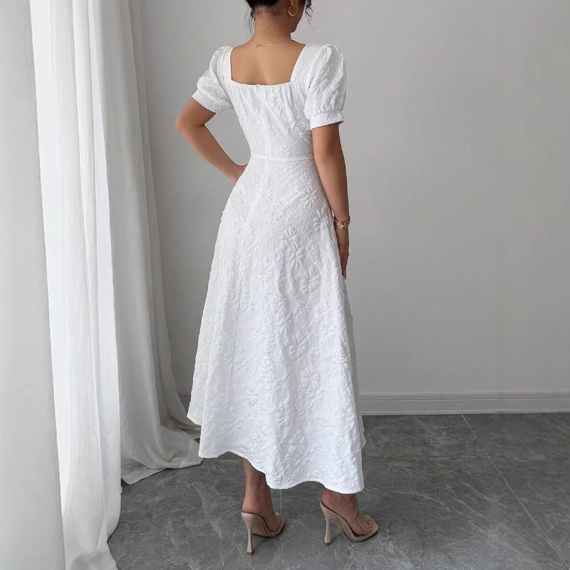 Gaun Midi Wanita Putih Bermoti - Sundress Midi Floral ulasan dan harga