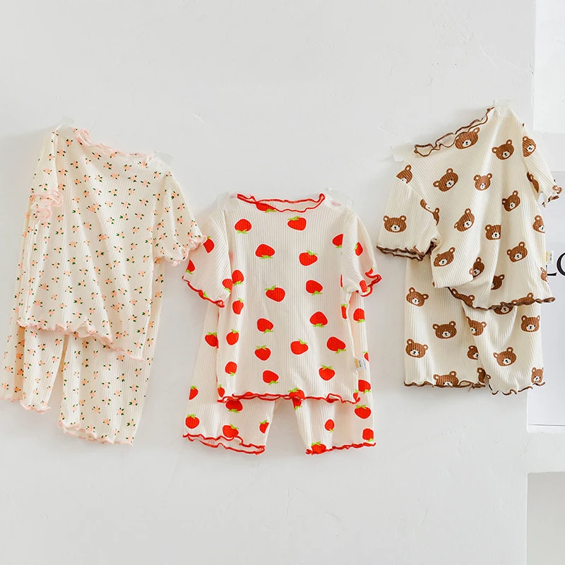 Set Piyama Kasual Kartun Katun - Summer Clothing Newborn ulasan dan harga