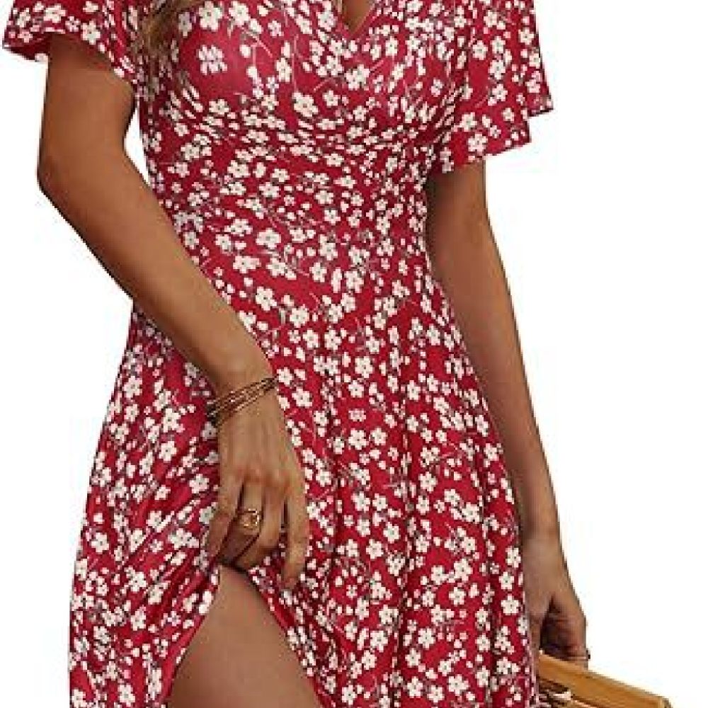 Gaun Wanita Motif Bunga Kasual - Sundress Midi Floral ulasan dan harga