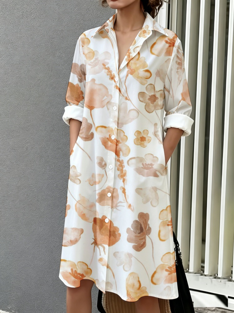 Gaun Kemeja Motif Bunga Ukuran - Sundress Midi Floral ulasan dan harga