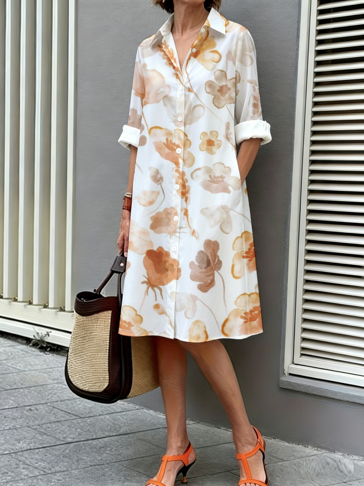Gaun Kemeja Motif Bunga Ukuran - Sundress Midi Floral ulasan dan harga