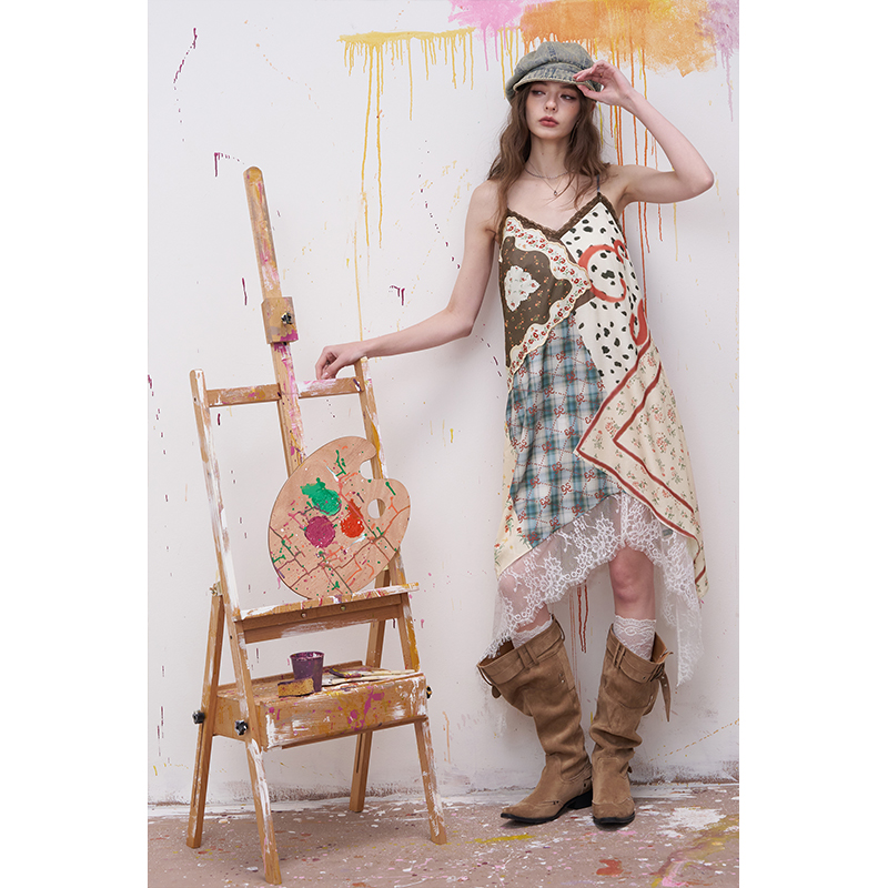 ELFSACK Gaun Patchwork Bermoti - Sundress Midi Floral ulasan dan harga