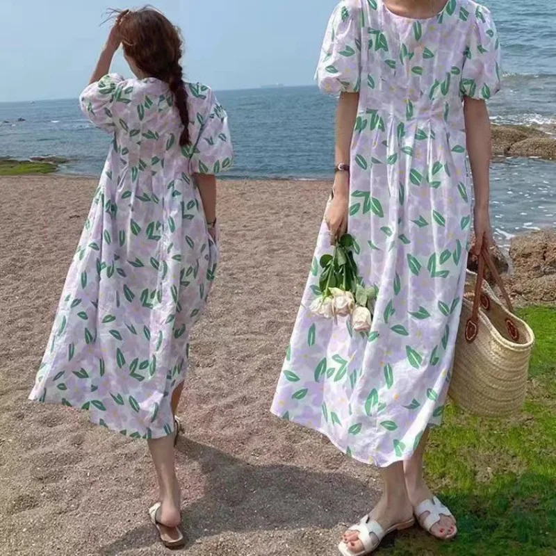 Gaun Panjang Gambar Cetak Bung - Sundress Midi Floral ulasan dan harga