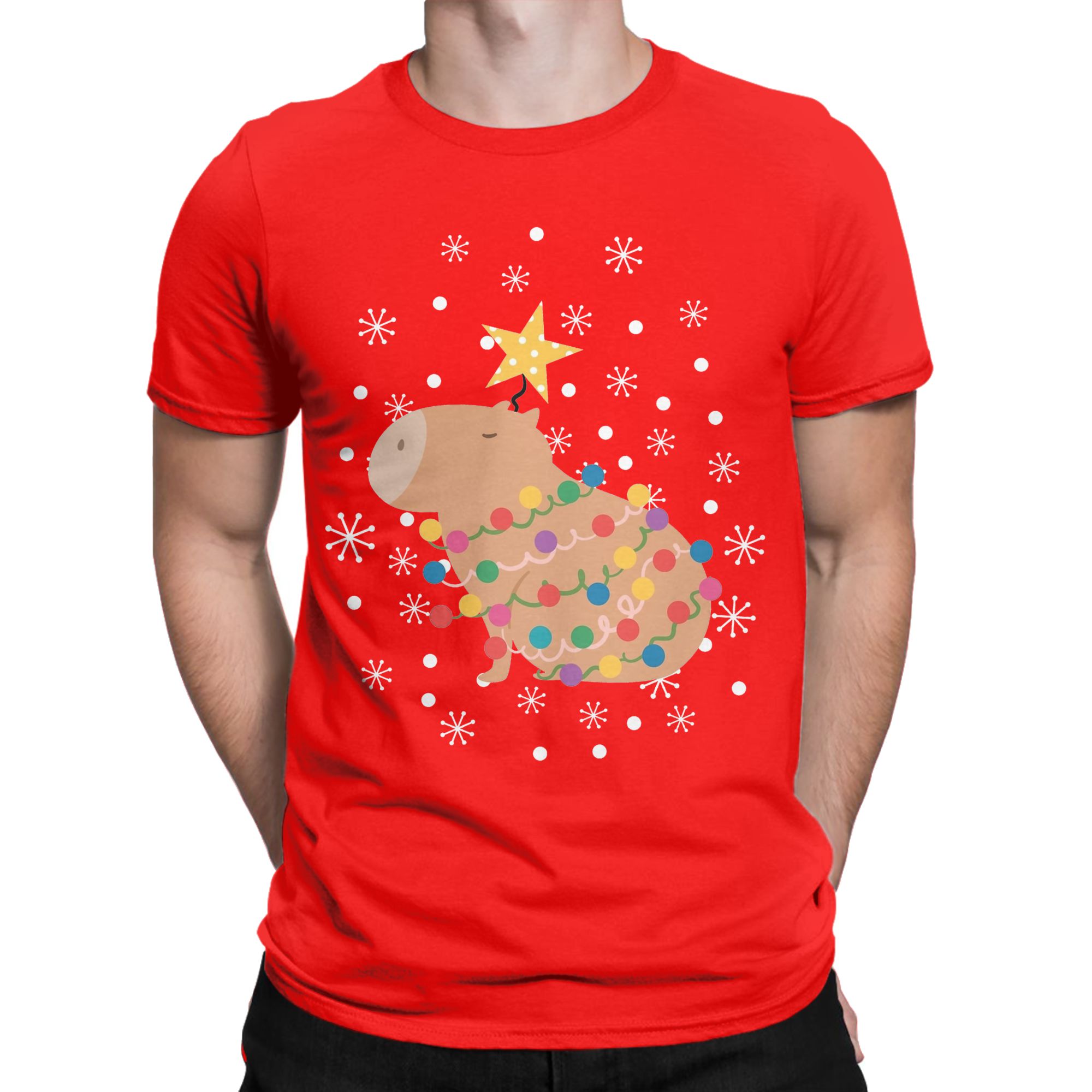 Kaos Pohon Natal Capybara untu - Summer Clothing Ideas Men ulasan dan harga