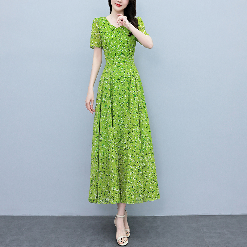 Gaun Pantai Boho Lengan Pendek - Sundress Midi Floral ulasan dan harga