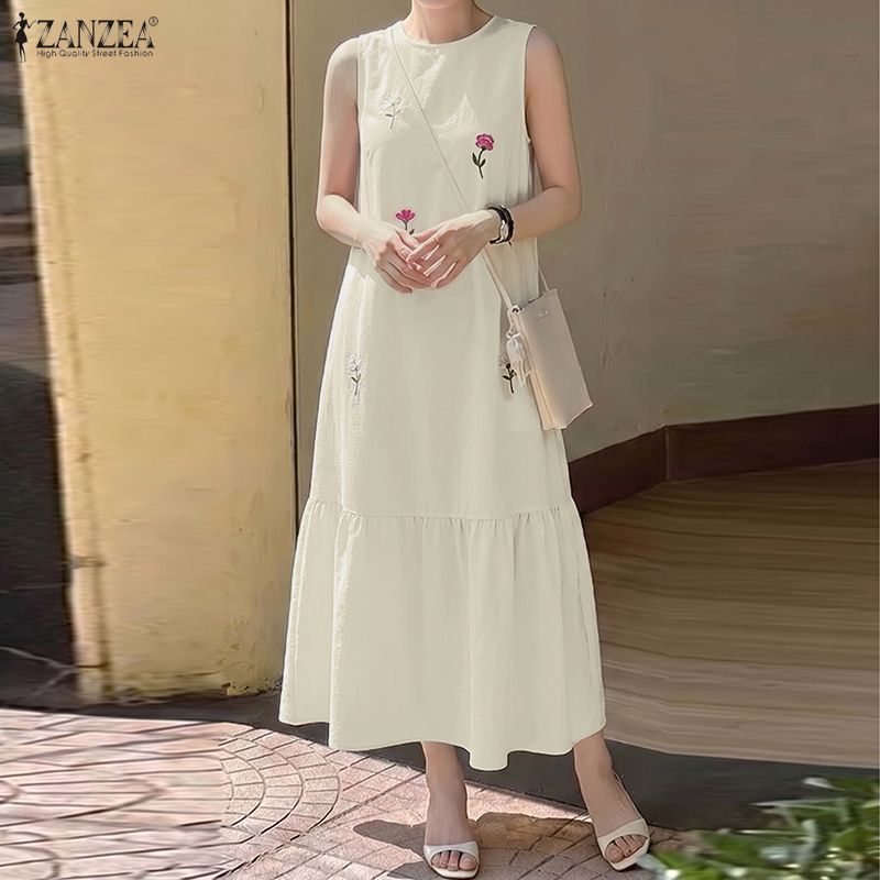 ZANZEA Gaun Musim Panas Fashio - Sundress Midi Floral ulasan dan harga