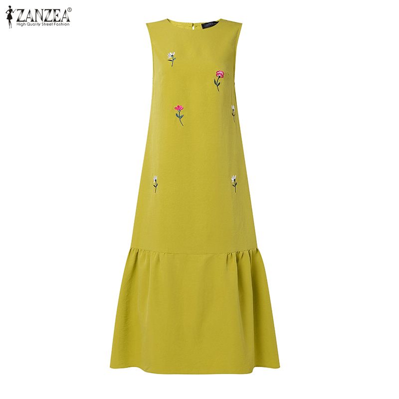 ZANZEA Gaun Musim Panas Fashio - Sundress Midi Floral ulasan dan harga